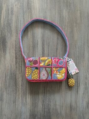 Made In India Beaded Fruit Patch Shoulder Bag